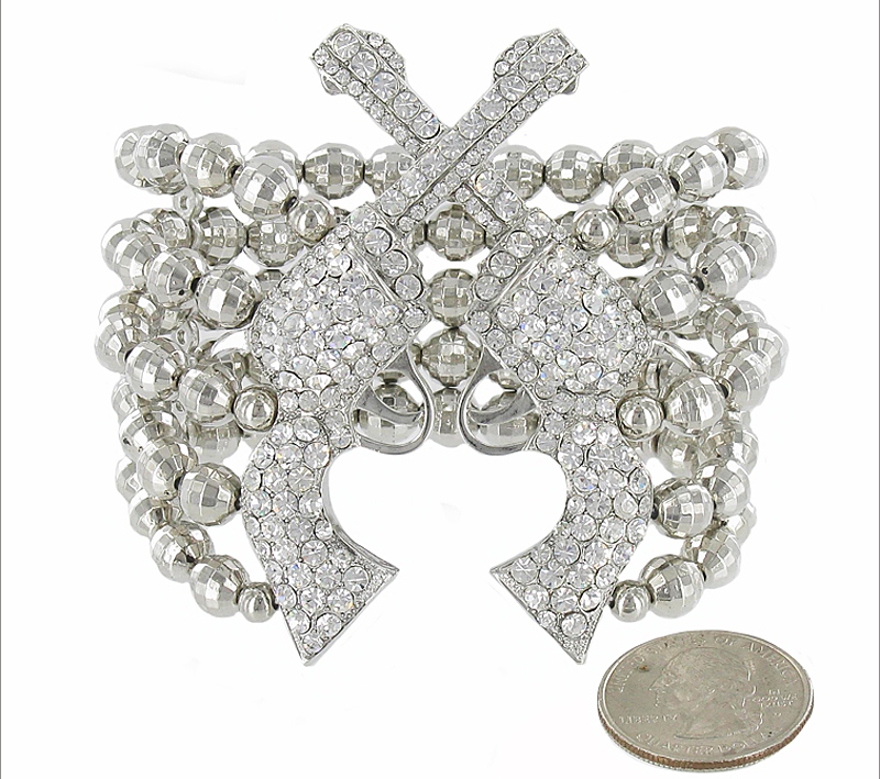 Western Pistol & Bead Stretch Bracelet